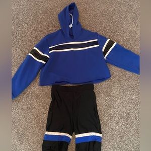 blue cropped hoodie and shorts dance costume
